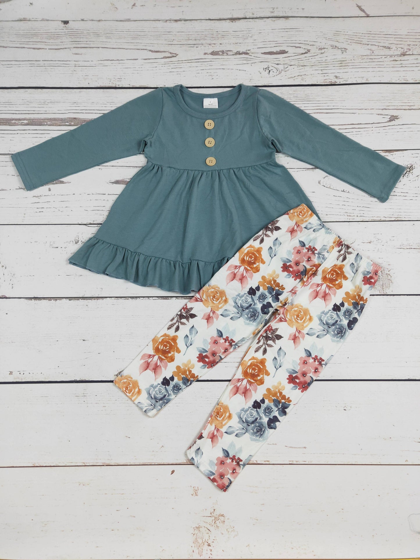 Girls Flower Printed 2 PCS Clothing Set: 12-18M