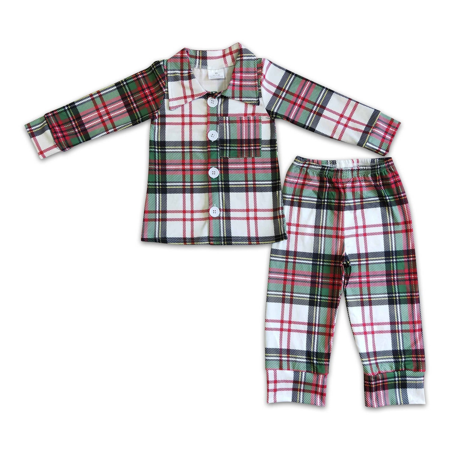 Long sleeve plaid boy Christmas pajamas: 4T