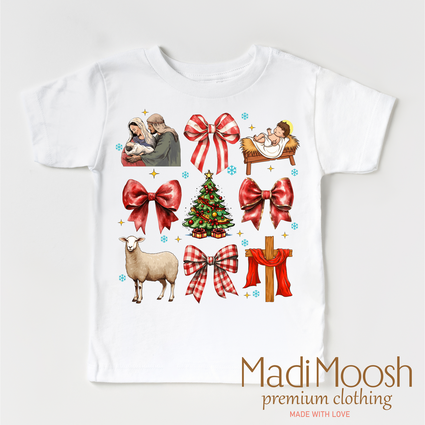 Nativity Scene Christmas Jesus Shirt - Christmas Tee: Natural / 2T Kids
