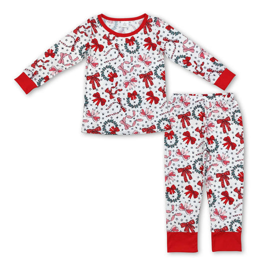 Long sleeves bows baby girls Christmas night dress: Pajamas / 12-18M