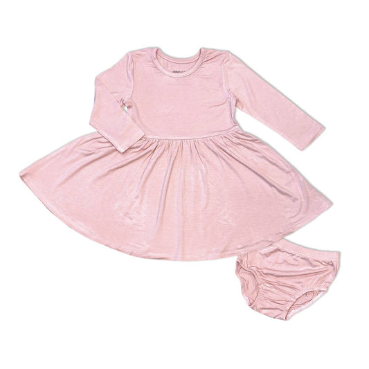 Bamboo Jersey Flare Dress with Bloomer: Teatime Pink / 2T