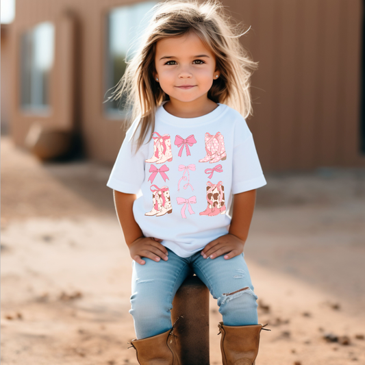 Boots and Bows Western Kids Tee Shirt: 5T / Long Sleeves